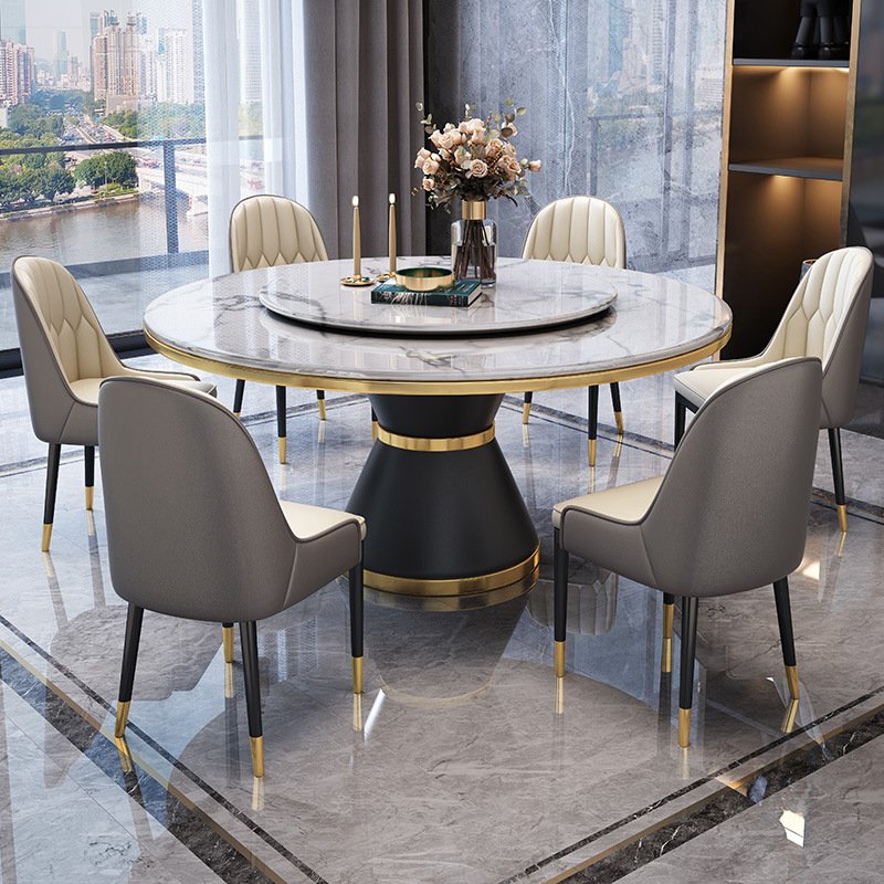 Italian Light Luxury Rock Plate Table and Chair Combination Household Rectangular Modern Simple Dining Table