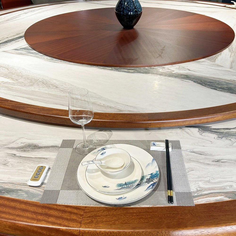 Zhuoyue DDYZ08 Hotel Large Round Dinner Table Automatic Rotating Restaurant Table, round dining table and chair set