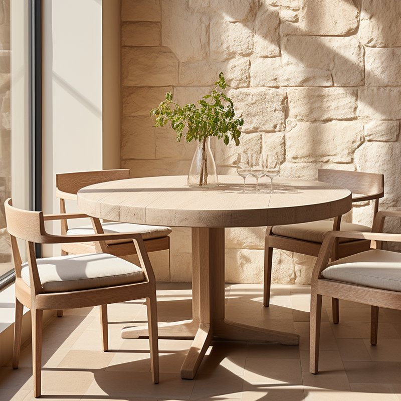 Mrs Woods Customized Furniture Factory Direct Sale Wooden Base Round Dining Table