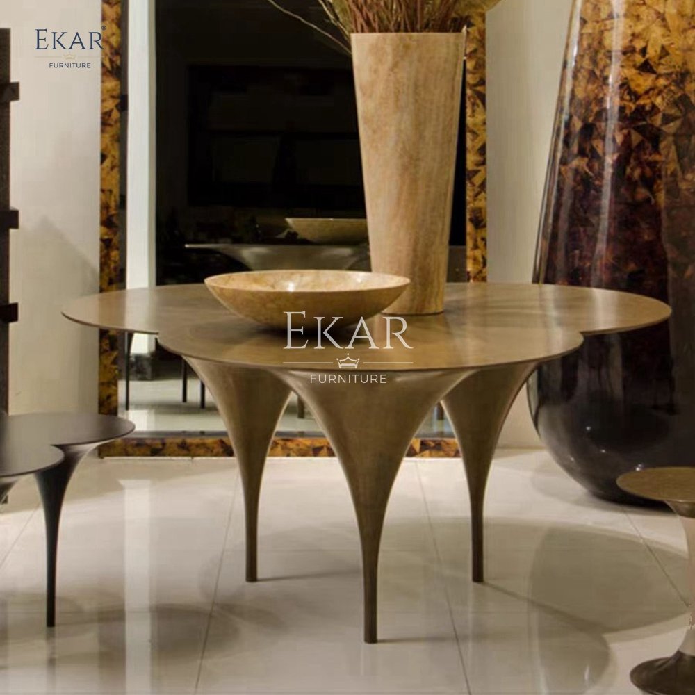 Elegant Black Walnut Burl Dining Table Set High Gloss Finish Home Bar Kitchen Restaurant Living Room Composed Marble Glass Steel