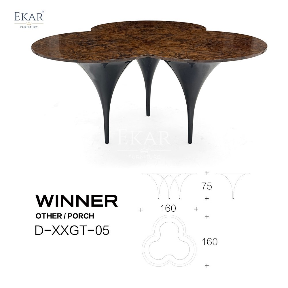 Elegant Black Walnut Burl Dining Table Set High Gloss Finish Home Bar Kitchen Restaurant Living Room Composed Marble Glass Steel