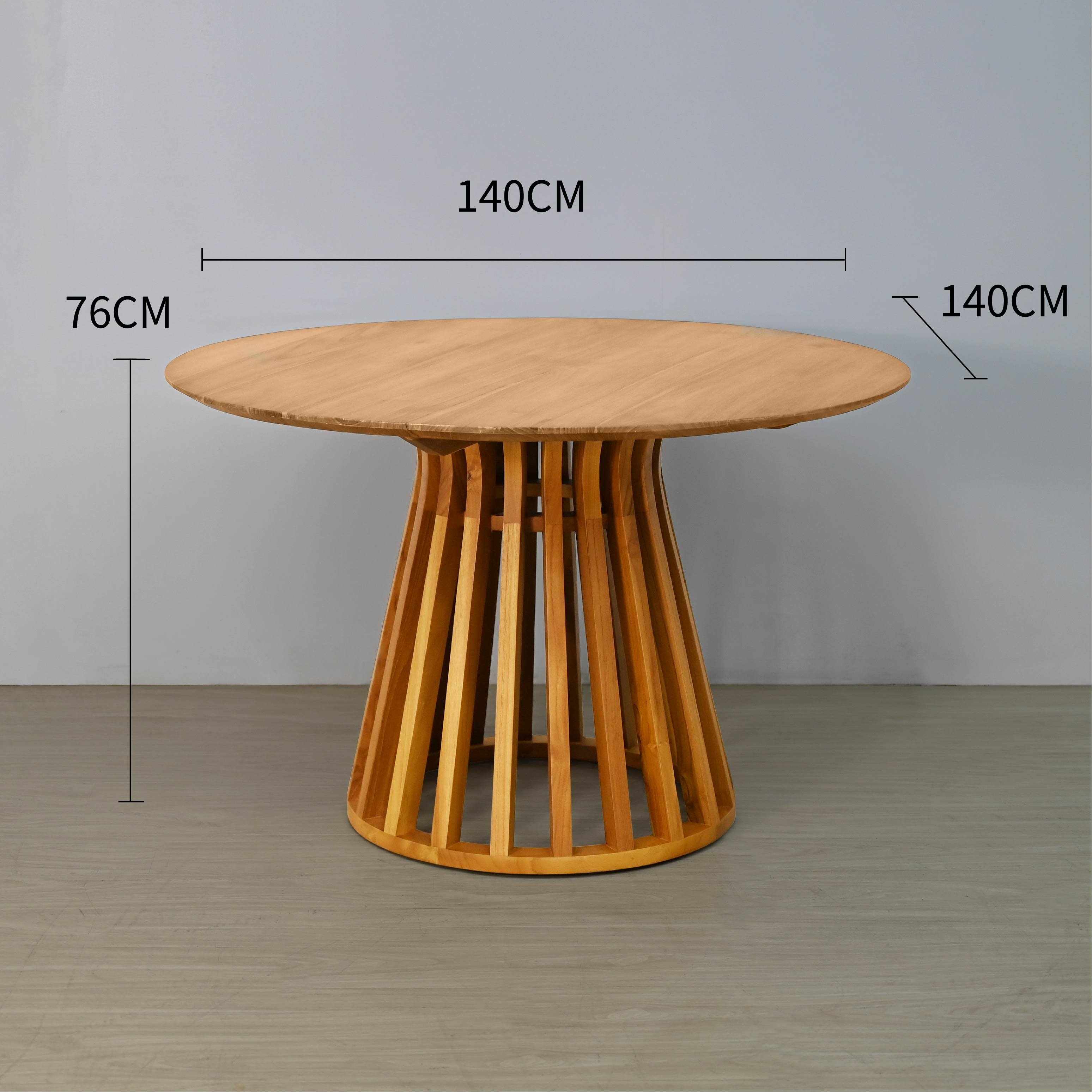 Modern Chinese Design 140 cm Diameter Teak Wood round Dining Table Peaceful and Charming for Restaurant Dining Room Kitchen Use