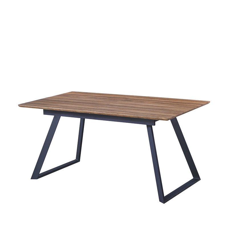 Dinning Room Home Furniture Wood TOP, COPPER Metal Antique Iron Rectangular Dining TABLE, Natural
