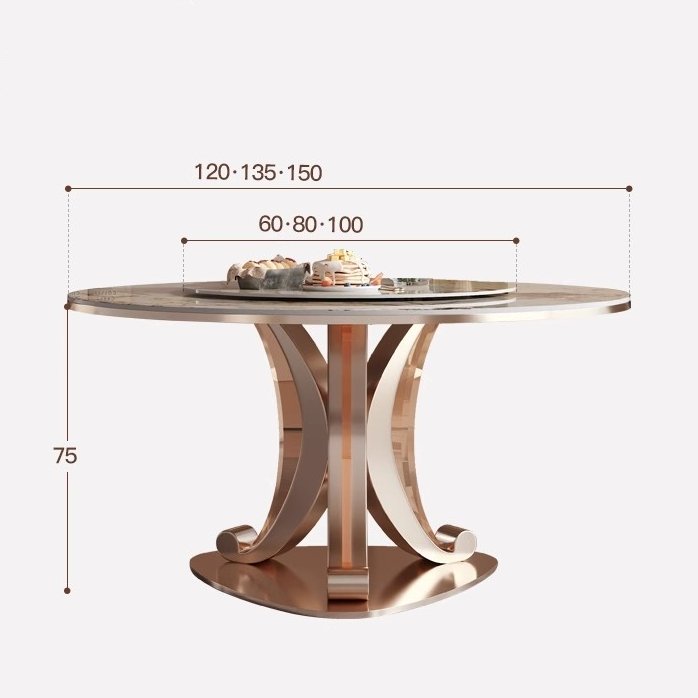 Modern fashion Restaurant gold metal luxury furniture marble dining table set dining table