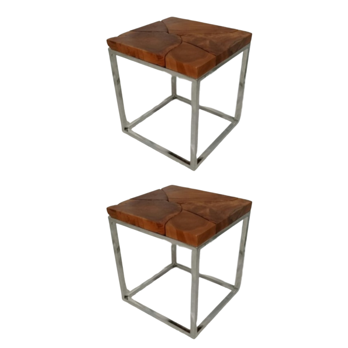Best Quality Teak Root Stool or Side Table from Indonesia Modern Design with Stainless Steel Legs for Outdoor and Hotel Use