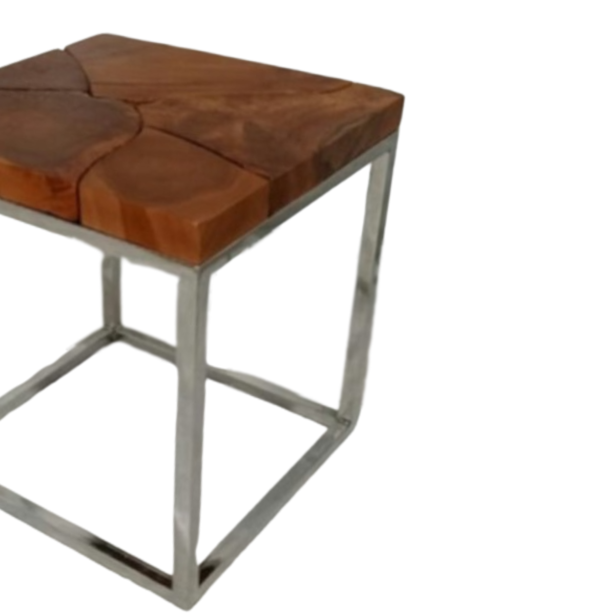 Best Quality Teak Root Stool or Side Table from Indonesia Modern Design with Stainless Steel Legs for Outdoor and Hotel Use