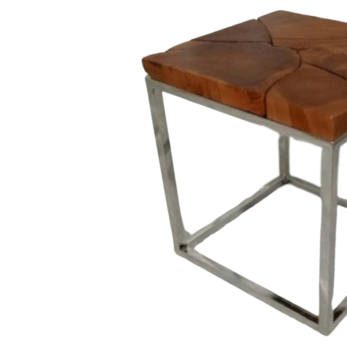 Best Quality Teak Root Stool or Side Table from Indonesia Modern Design with Stainless Steel Legs for Outdoor and Hotel Use