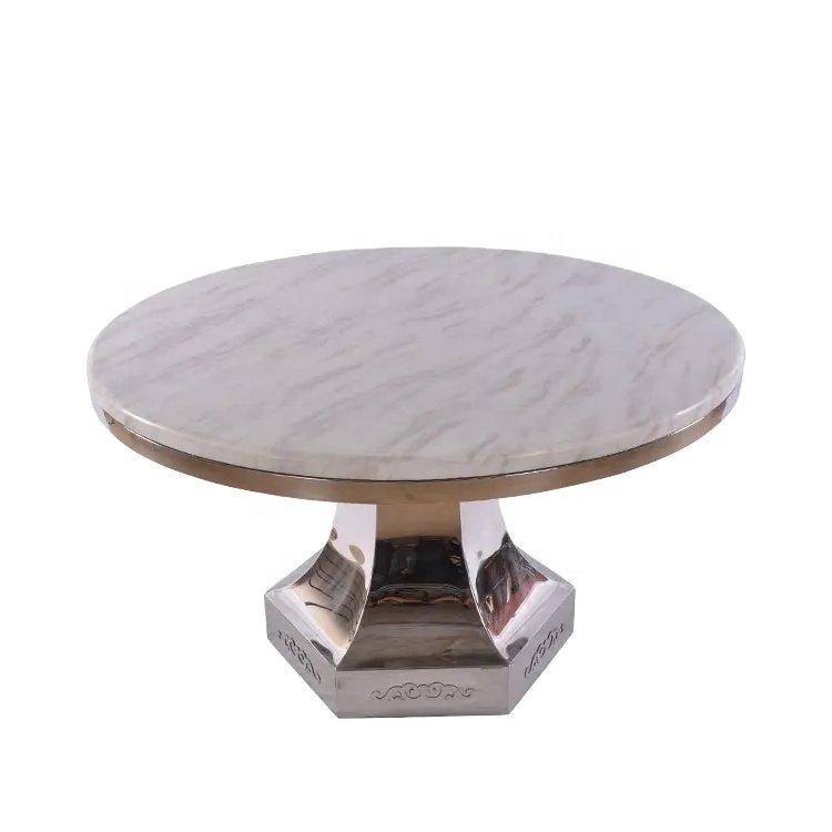 Fancy silver retangular round dinning table for wedding furniture