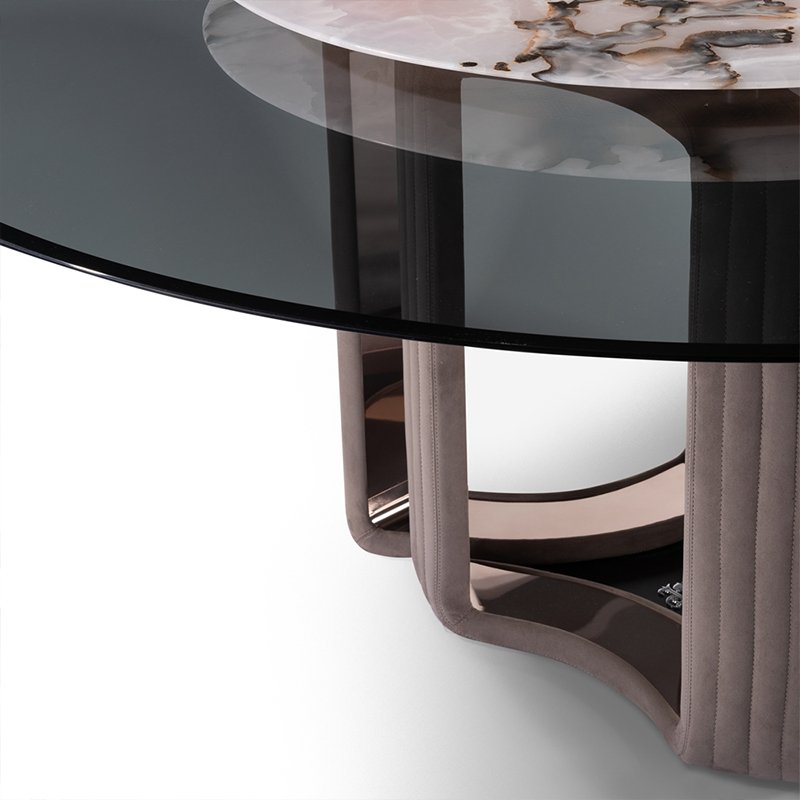 Kf Casa Space Saver Table Italian Style Stainless Steel Table Leg Round Luxury Vein Marble Super Modern Dinning Table