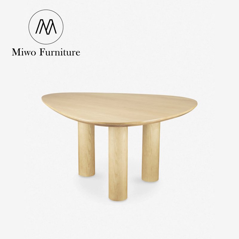 modern Simple Design Cylinder Legs Round solid wood round Unique shape Dining Table Dining Room and chair set 4 seater Furniture