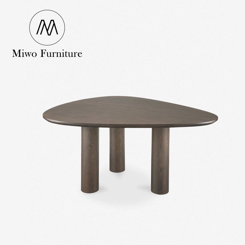 modern Simple Design Cylinder Legs Round solid wood round Unique shape Dining Table Dining Room and chair set 4 seater Furniture