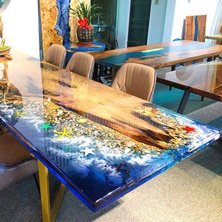 More Design Modern Simple Home Furniture Factory Direct Solid Walnut Wood Restaurant Kitchen River Epoxy Resin Slab Dining Table