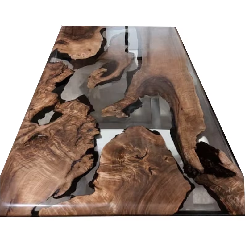Large Live Edge Wooden Table Top Blue River Epoxy Resin Dining/Coffee Table Indoor Home Decor Living Room Kitchen Bedroom Hotel