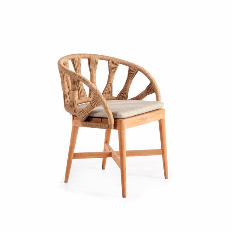 Lavani teak wood outdoor dining table with wicker with cushion natural finish