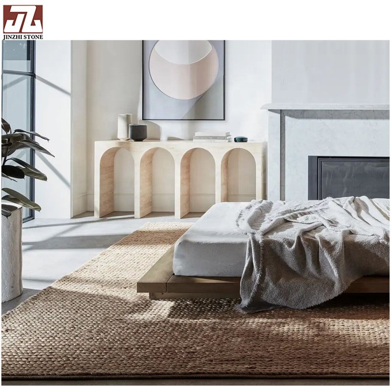 Luxury Hotel Custom Beige Travertine Stone Console Table Home Bar Top Natural Living Room Dining Table Furniture Graphic Design