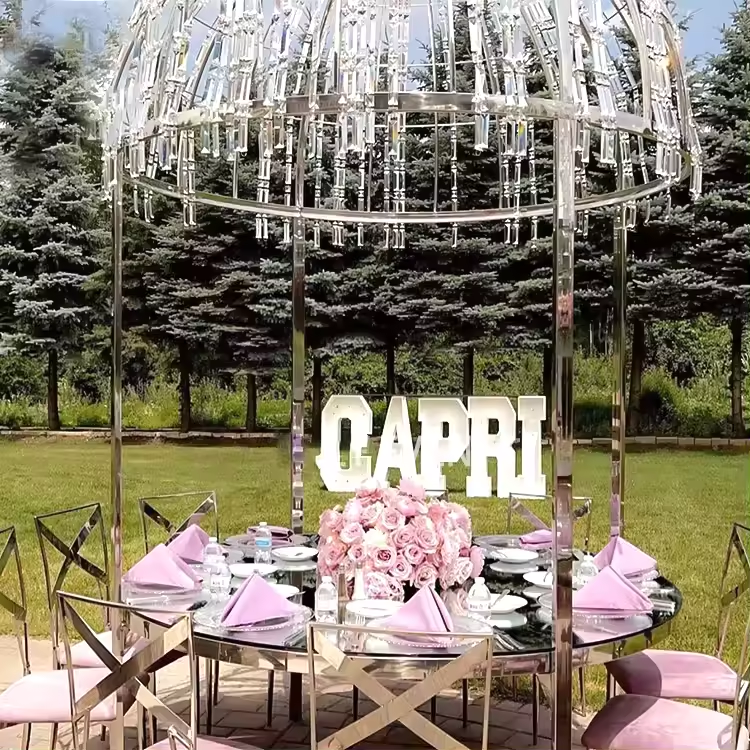 high quality luxury stainless steel silver birdcage wedding party table for event