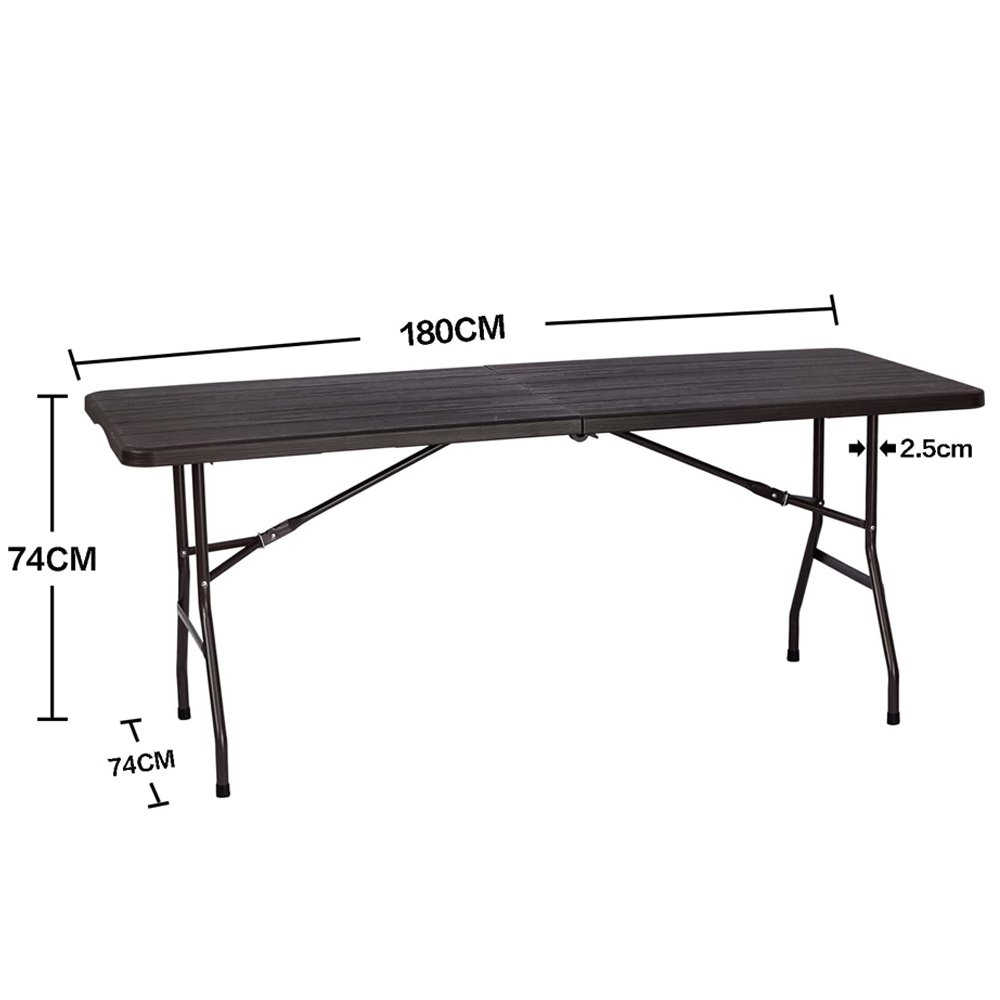Wholesale 180cm Luxury 6ft Picnic Dining Wood Grain Rectangular Plastic Folding Table for Wedding Party