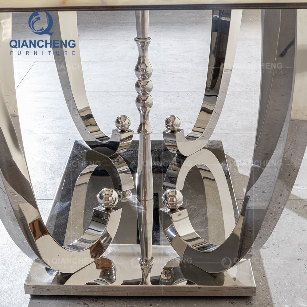 QIANCHENG dinning table 4 seater furniture supplier luxury modern diner metal simple design marble dining table set