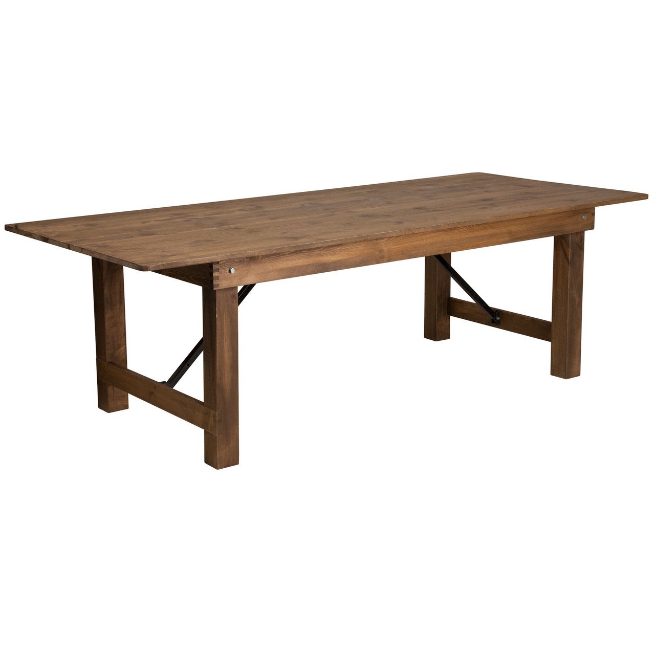 Vintage Style Outdoor Wedding Event Hotel Restaurant Folding Table For 10 Person Solid Wood Pine Farm Banquet Foldable Table