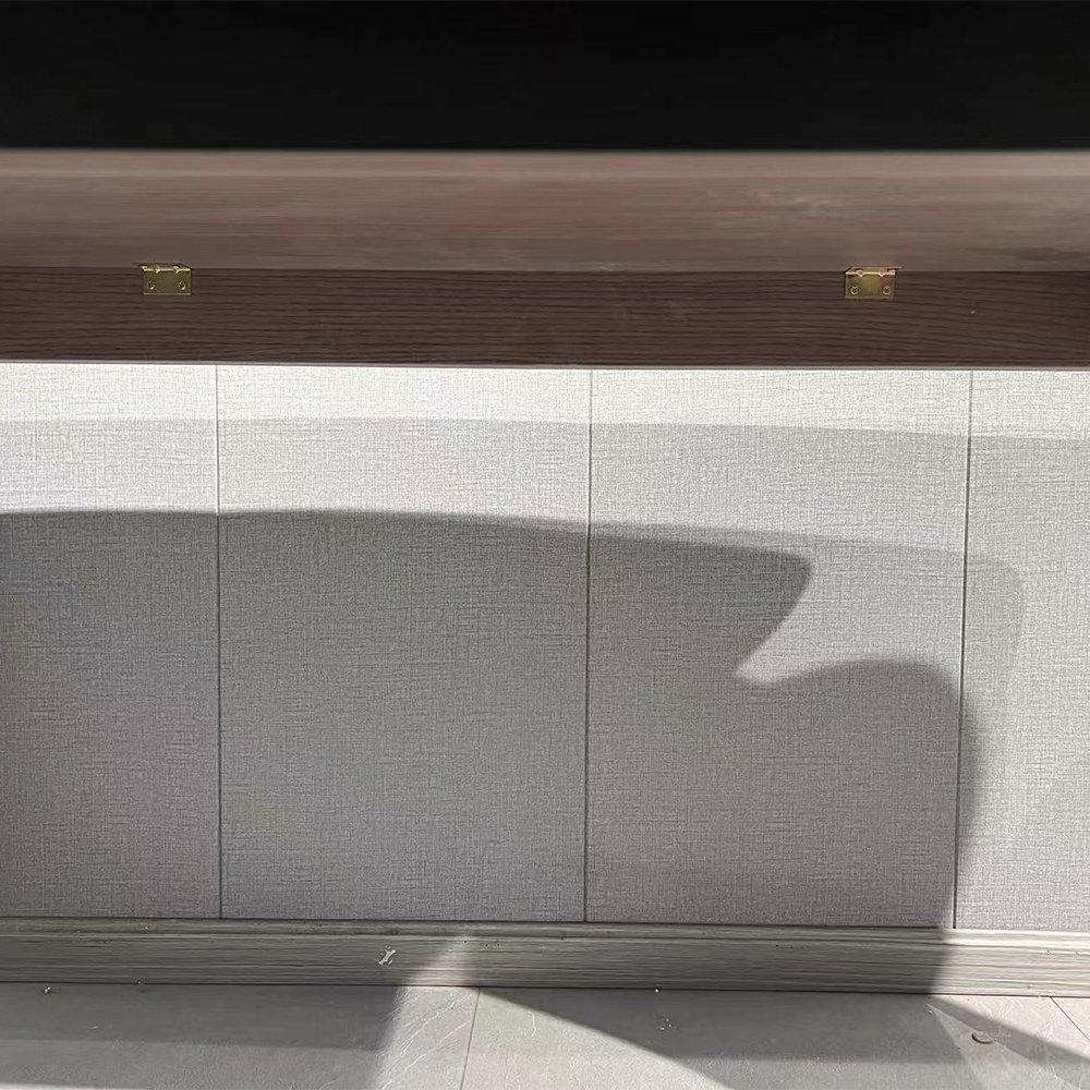 Italian Luxury Furniture's Modern Rectangular Dining Table Cosmic Black Super Crystal Stone Top Solid Wood Base Kitchen Use