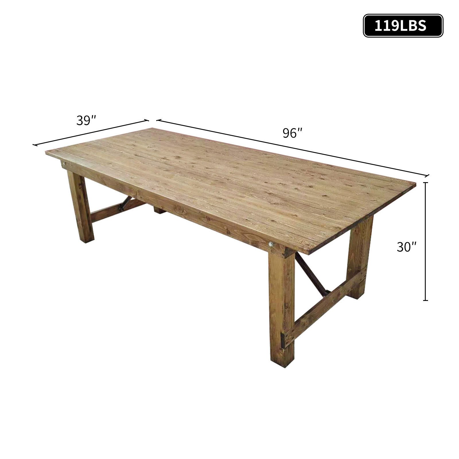 Modern Outdoor Natural Solid Wood Rectangular Farm Dinning Table With Benches For Wedding Party Events