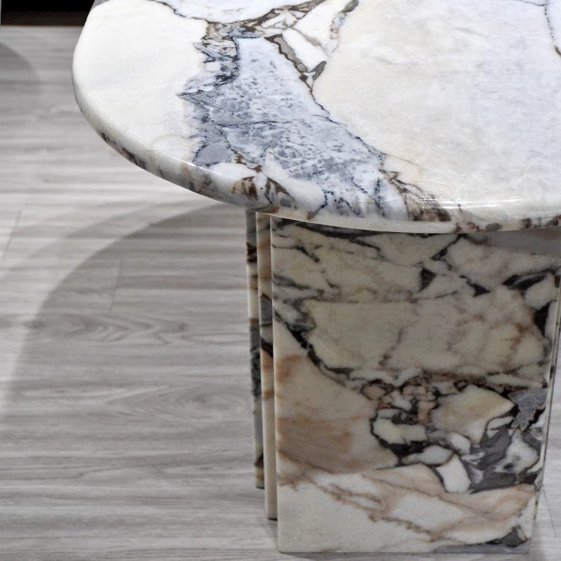 Customized Polished Honed Modern Natural Stone Oval Shape Galaxy Blue Marble Dining Table for Restaurant Hotel Villa