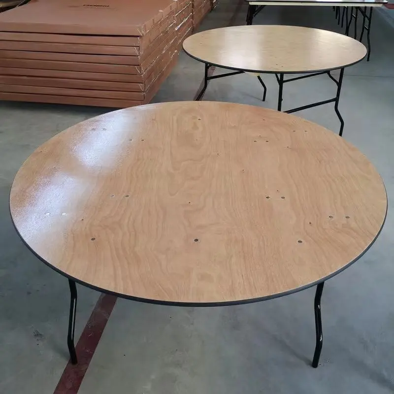 White Round wood Foldable Wedding Banquet Table Folding Tables And Chairs For Events