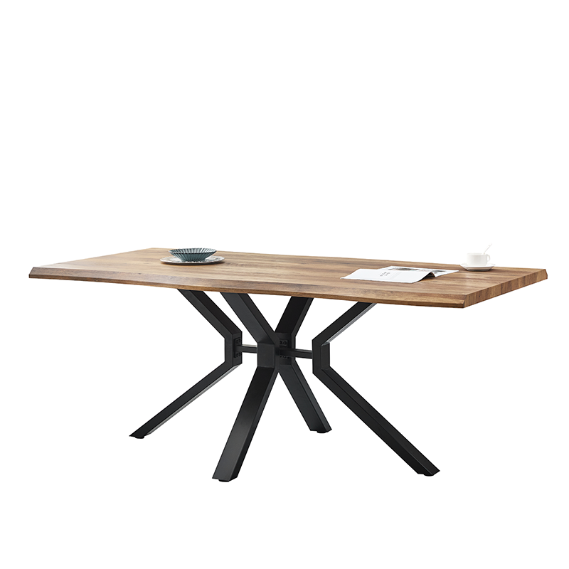European Style Industrial Design Dining Tables With Wood Square And Metal Leg Dining room Sets For Living Room