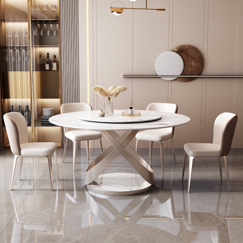 Modern Luxury Rock Slab Dining Table Extendable round Table for Kitchen Living Room Hotel Apartment for Dining Room Furniture