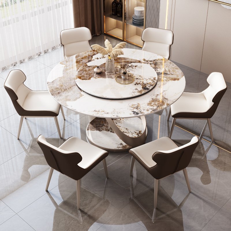 Modern Luxury Rock Slab Dining Table Extendable round Table for Kitchen Living Room Hotel Apartment for Dining Room Furniture