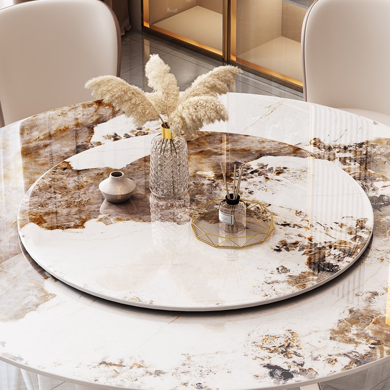 Modern Luxury Rock Slab Dining Table Extendable round Table for Kitchen Living Room Hotel Apartment for Dining Room Furniture