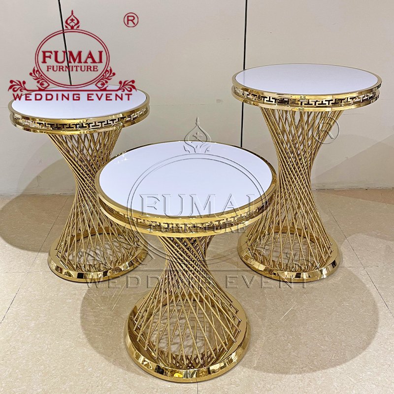 Cake Table Wedding New Design Gold Stainless Steel Metal Frame Round Display Table For Party Decorate