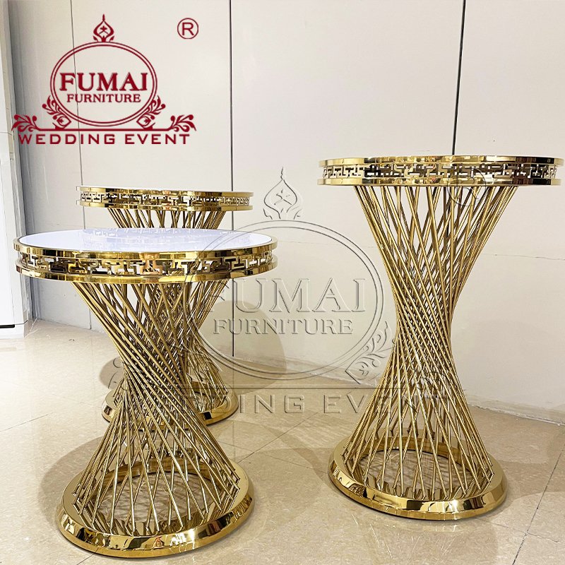 Cake Table Wedding New Design Gold Stainless Steel Metal Frame Round Display Table For Party Decorate