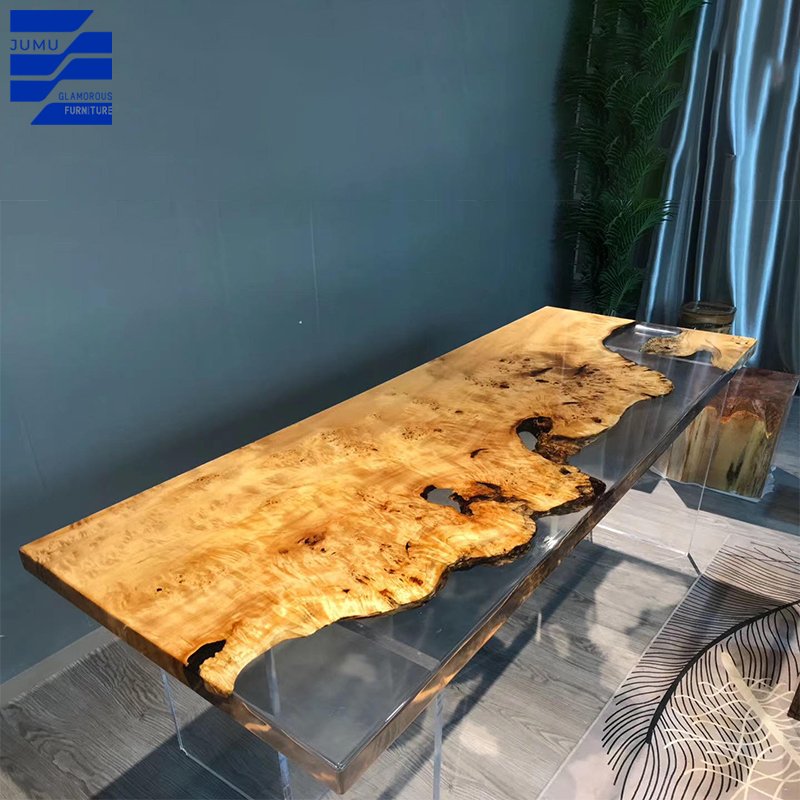 Glamorous Furniture Antique Modern Epoxy Wood Dining Table Unique Special for Hotels and Villas for Dining Rooms