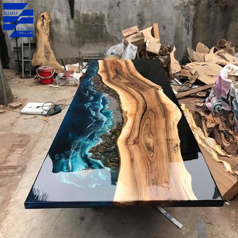 Glamorous Furniture Antique Modern Epoxy Wood Dining Table Unique Special for Hotels and Villas for Dining Rooms