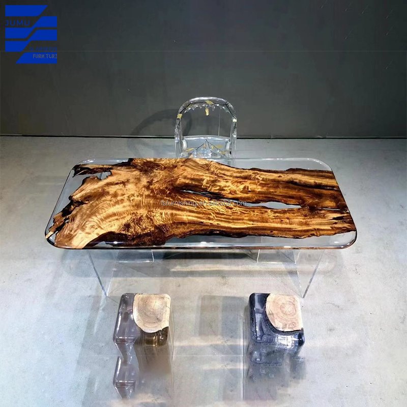 Glamorous Furniture Antique Modern Epoxy Wood Dining Table Unique Special for Hotels and Villas for Dining Rooms