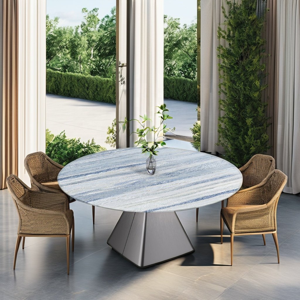 Round marble dining table for large apartment with turntable for 10 people for hotel hot pot Large round table