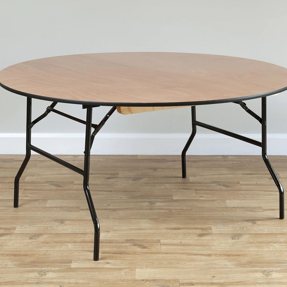 60 Inch Fold Up 5ft Party Banquet Wedding Dining Round Wood Folding Table for Events
