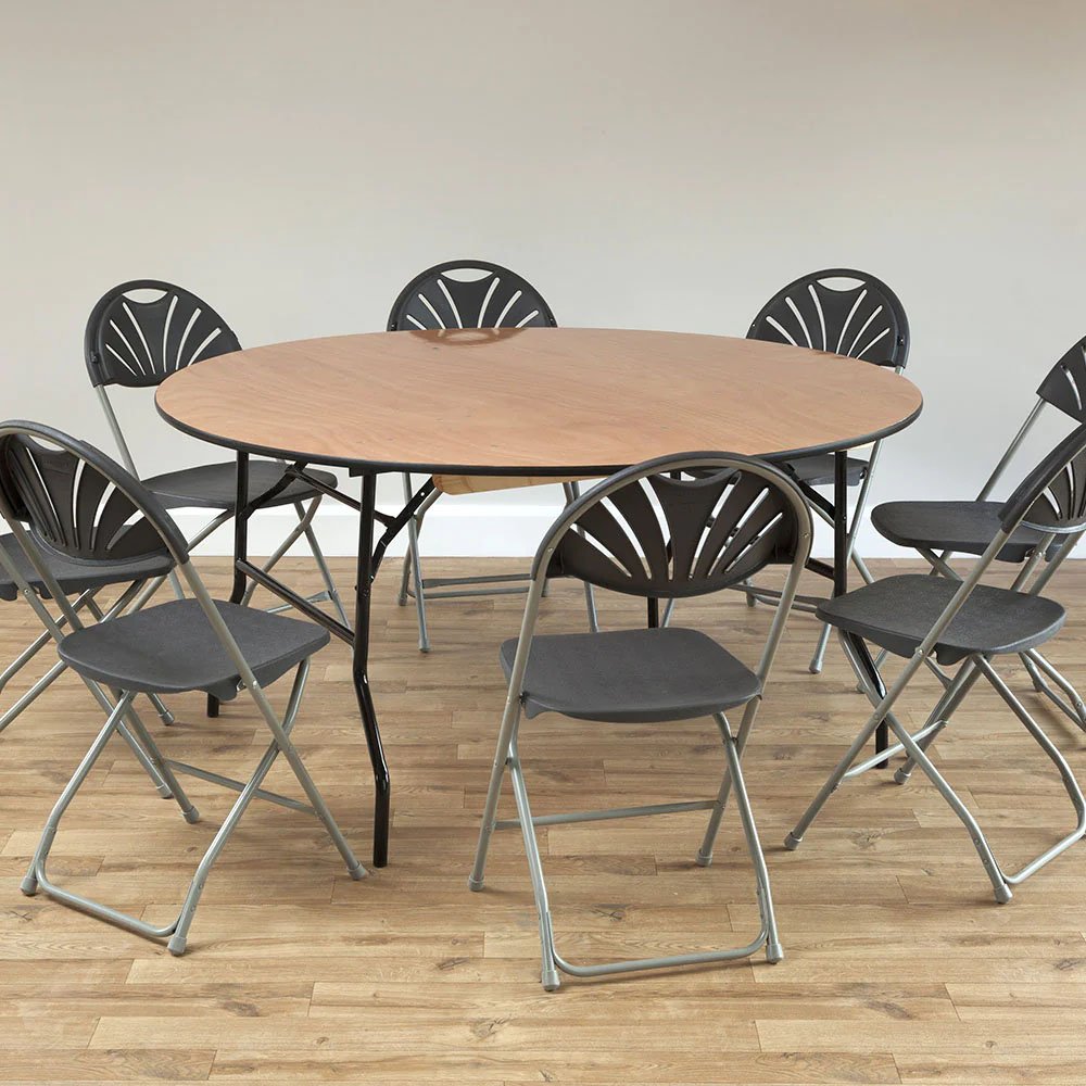 60 Inch Fold Up 5ft Party Banquet Wedding Dining Round Wood Folding Table for Events