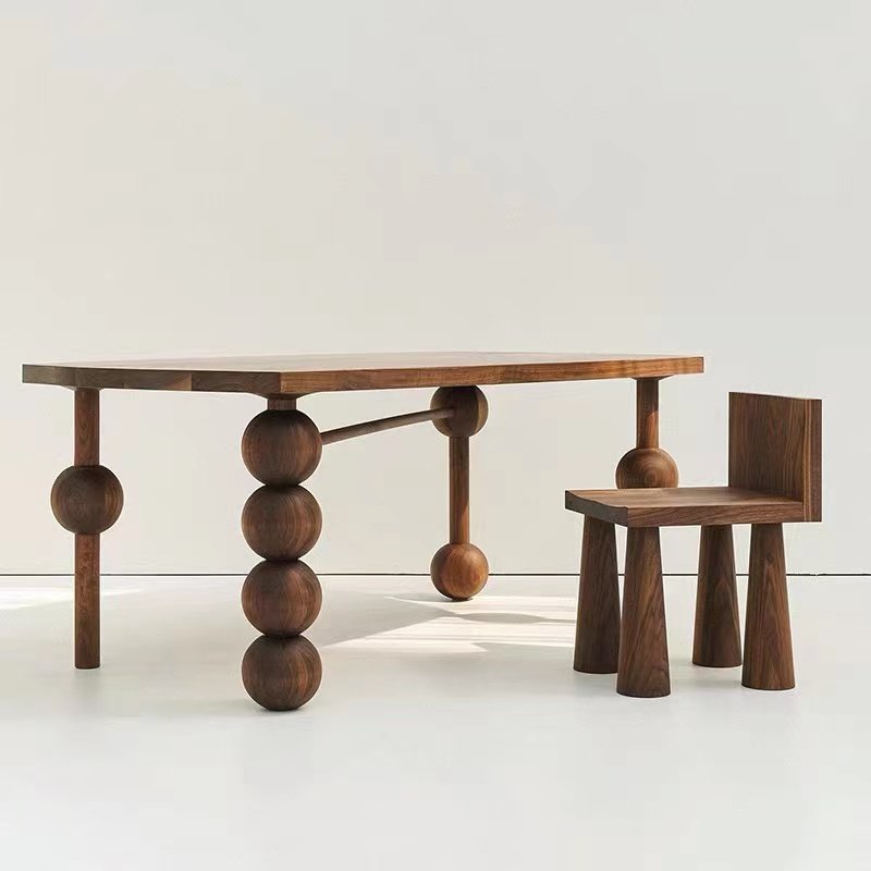 Minimalist style solid wood round dining table side table modern