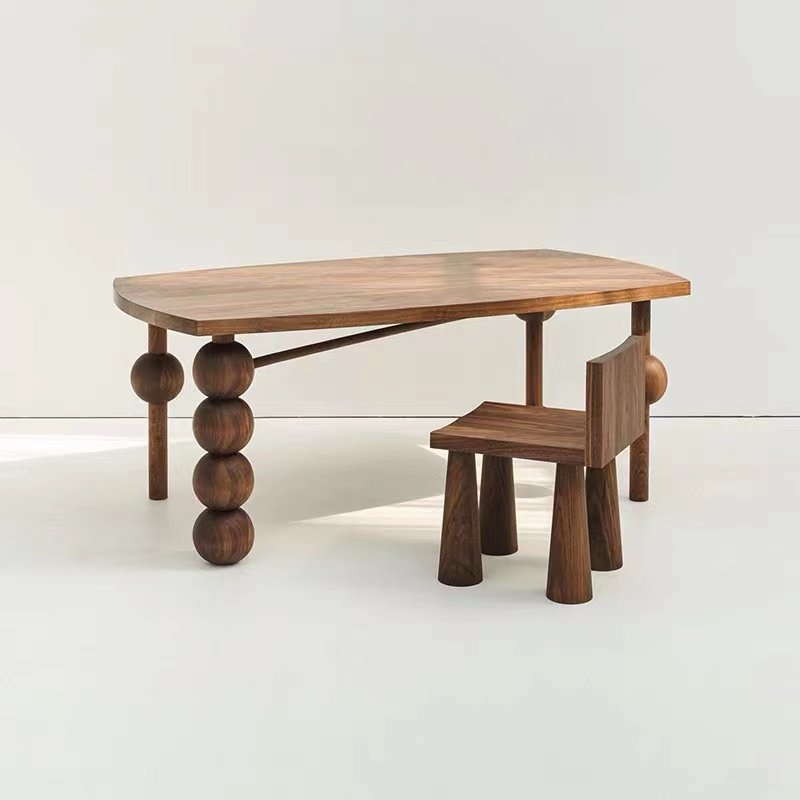 Minimalist style solid wood round dining table side table modern