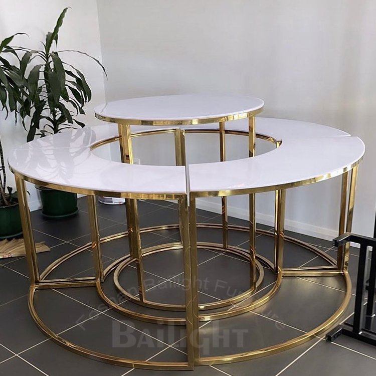 High quality wedding decoration Five-piece buffet dessert stainless steel frame gold cake table stand