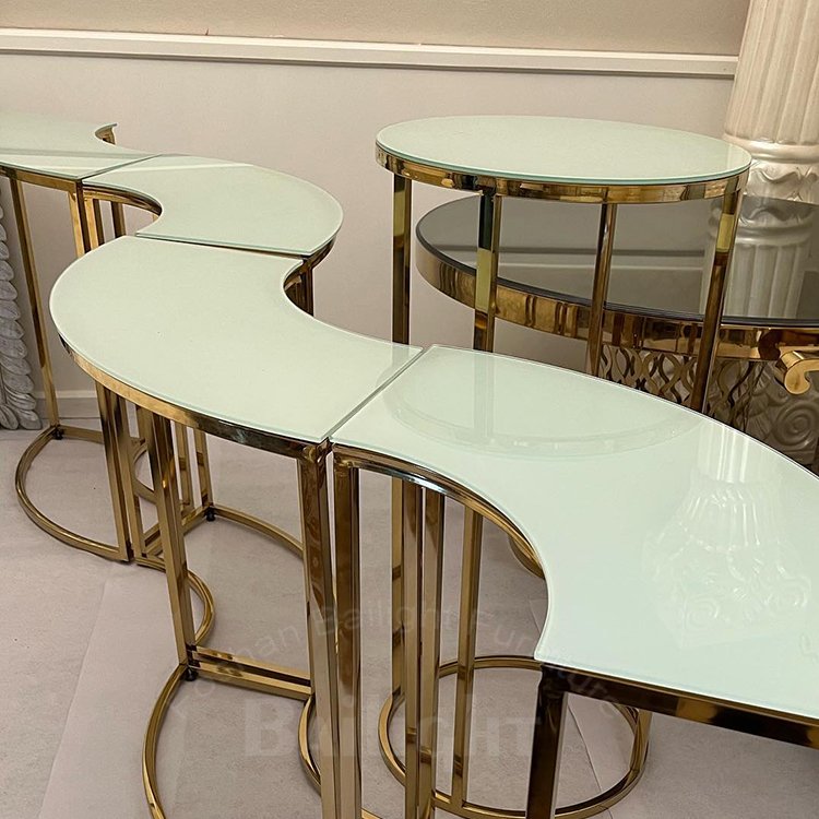 High quality wedding decoration Five-piece buffet dessert stainless steel frame gold cake table stand