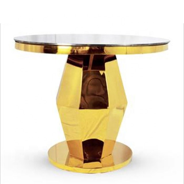 Dia140*75 CM H Wholesale hotel luxury gold stainless steel banquet dining table