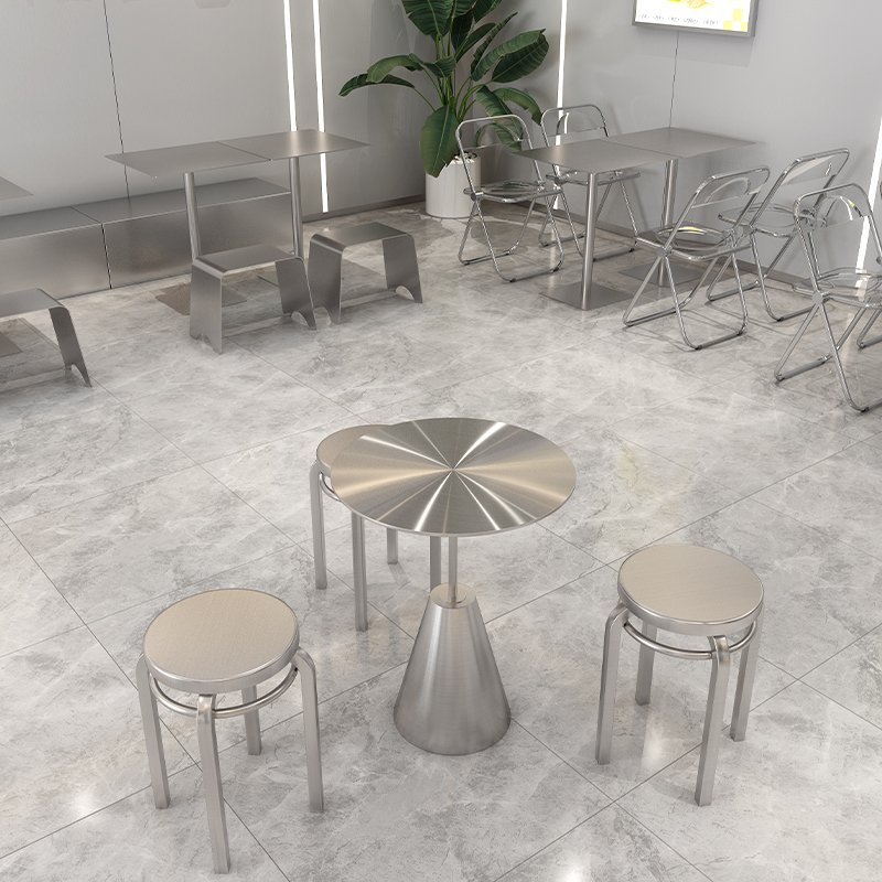 Factory Supply Hot Sale Space-Saving Design Featuring Family-Friendly Features Café Table Stainless Steel Round Table