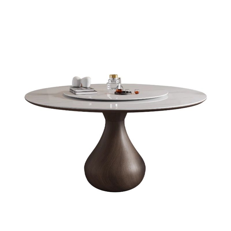 modern luxury marble solid wood round dining table chair set 4 6 8 seater living room restaurant mid century spinning furniture