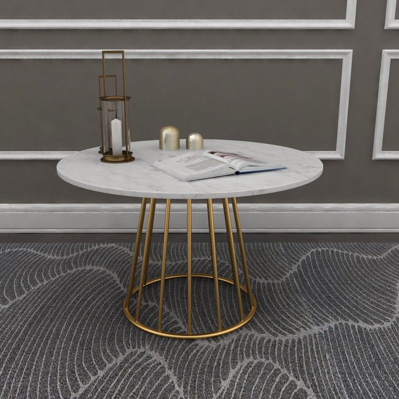Smart Restaurant Nordic Ins Round Gold Standing Desk Frame Set Luxury Modern Dining Table