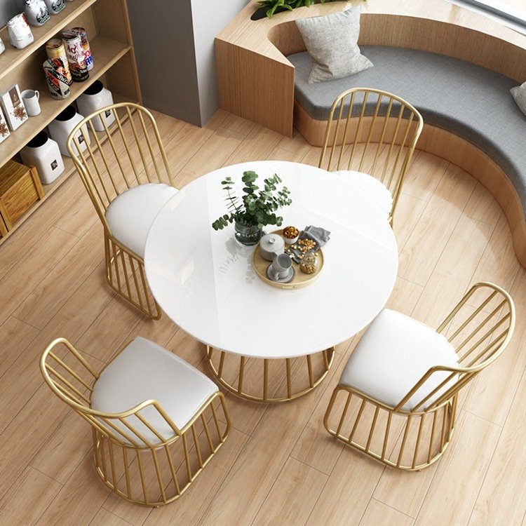 Smart Restaurant Nordic Ins Round Gold Standing Desk Frame Set Luxury Modern Dining Table