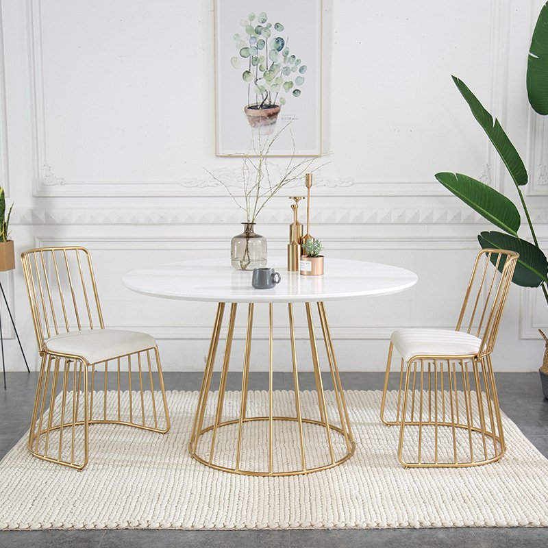 Smart Restaurant Nordic Ins Round Gold Standing Desk Frame Set Luxury Modern Dining Table