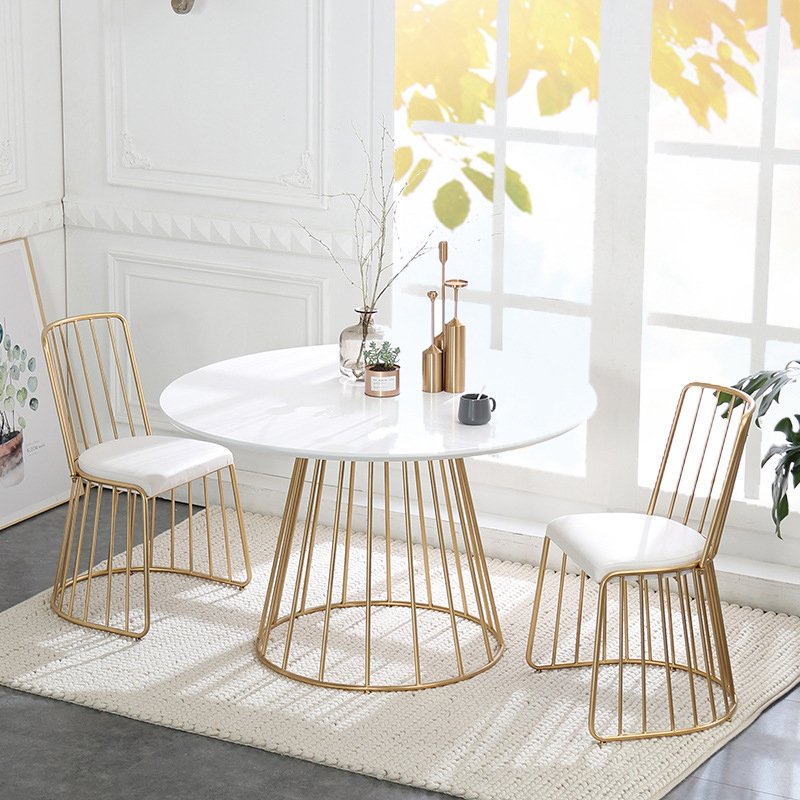 Smart Restaurant Nordic Ins Round Gold Standing Desk Frame Set Luxury Modern Dining Table